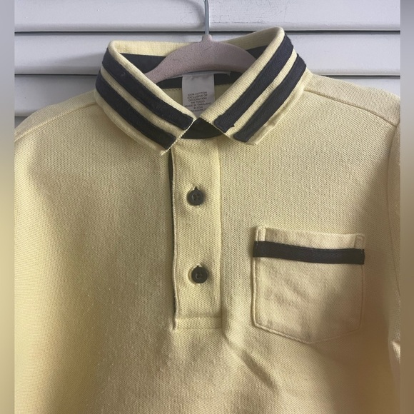 Janie & Jack Classic Pique Polo in Yellow w/Navy Trim & Details.EUC. Size 18/24M - Picture 2 of 6